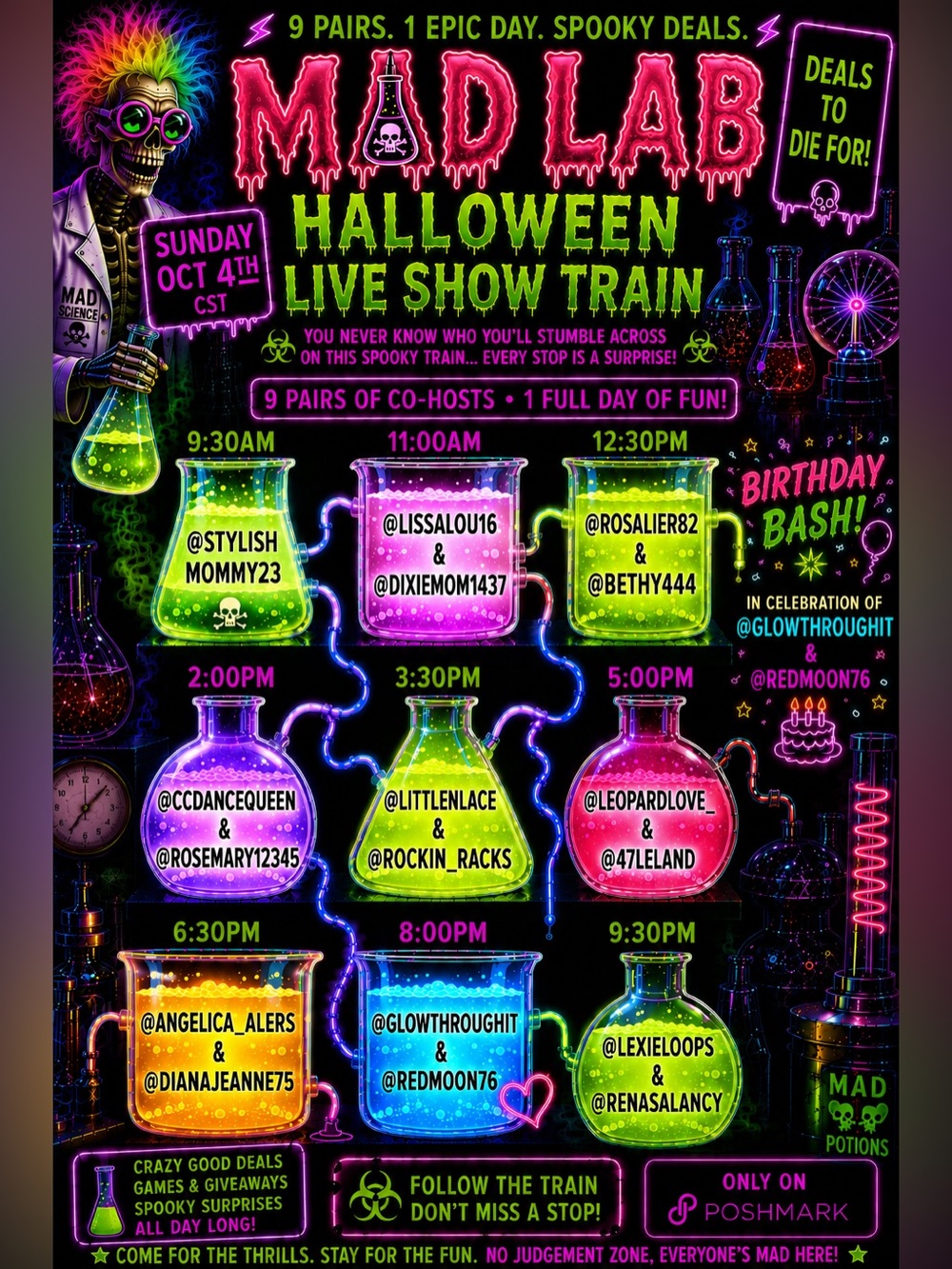 10/4 Mad Lab Halloween Live Show Train, 9PM EST- scary good deals, surprises 🎃👻